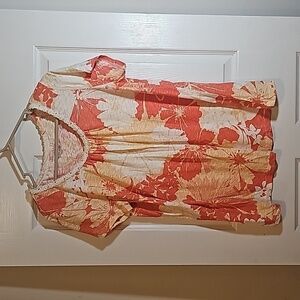 Sonoma Floral Print Embellished Collar Short Sleeve Top Size XL